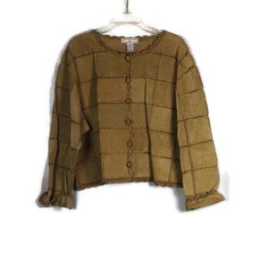 S M H Brown Women's Panelled Crochet Jacket Blazer 2X 035W